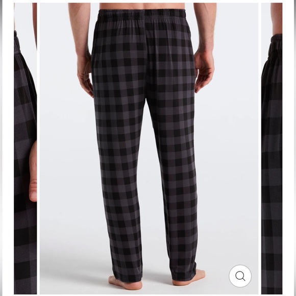 NWT Perry Ellis Portfolio Deluxe Touch Black Gray Plaid Pajama Lounge Pants L - Picture 9 of 9